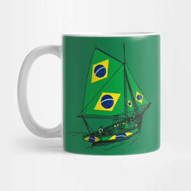 Vintage Brazil Flag Galleon Ship Sailor Team of Brazil Pride | Support Brazil Country by Mochabonk